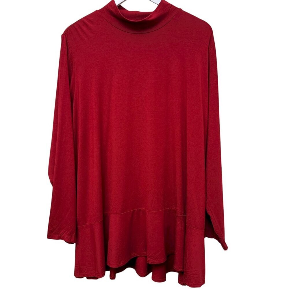 Susan Graver Weekend Red Turtleneck Tunic Plus Size 2X Petite Holiday Christmas